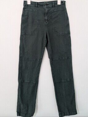 Madewell Garment Dyed 90's Straight Leg Pants High Waisted Utility Green 28T